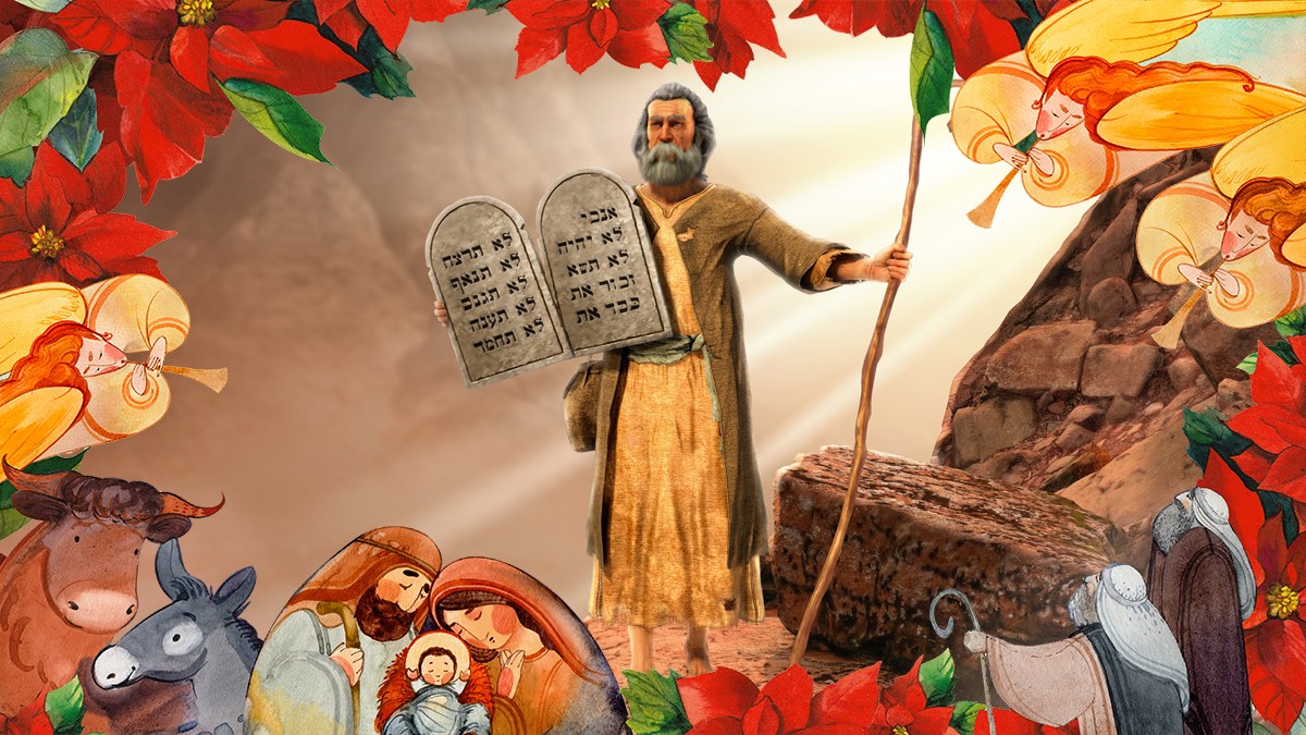 Advent06-Moses-holding-10-Commandments-tablets-coming-down-mount-Sinai-Shutterstock