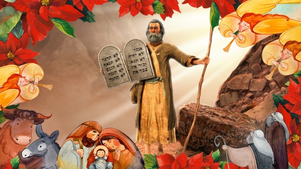Advent06-Moses-holding-10-Commandments-tablets-coming-down-mount-Sinai-Shutterstock