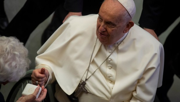 Pope Francis during his weekly general audience in Paul VI Hall at the Vatican.