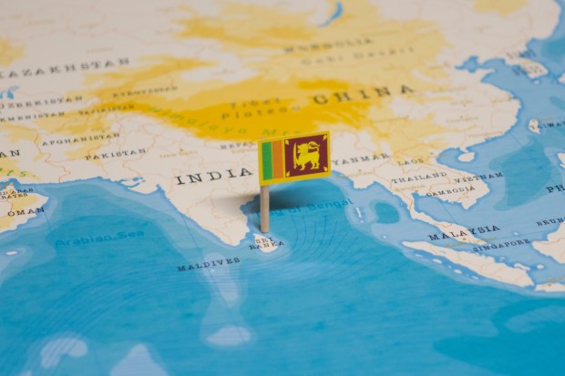 Sri Lanka flag on map