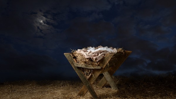 Christmas crib creche manger empty manger straw