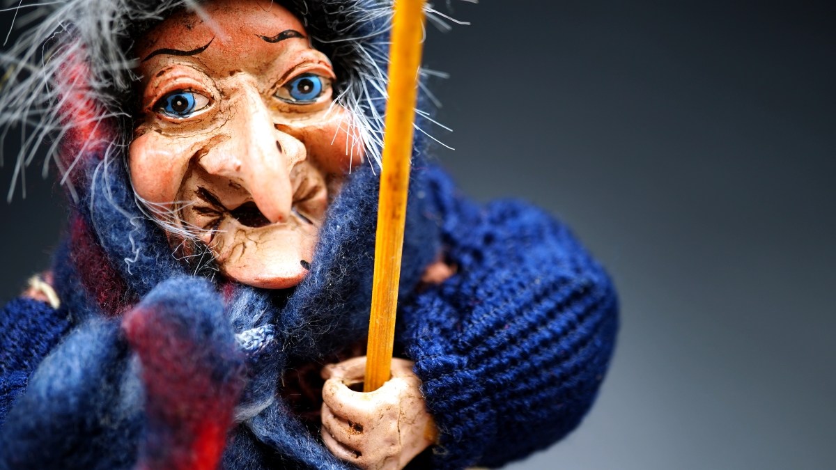 Puppet witch with broom