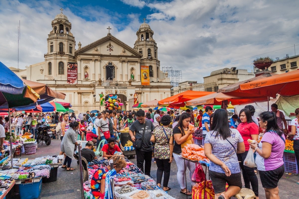 Black Nazarene church with market