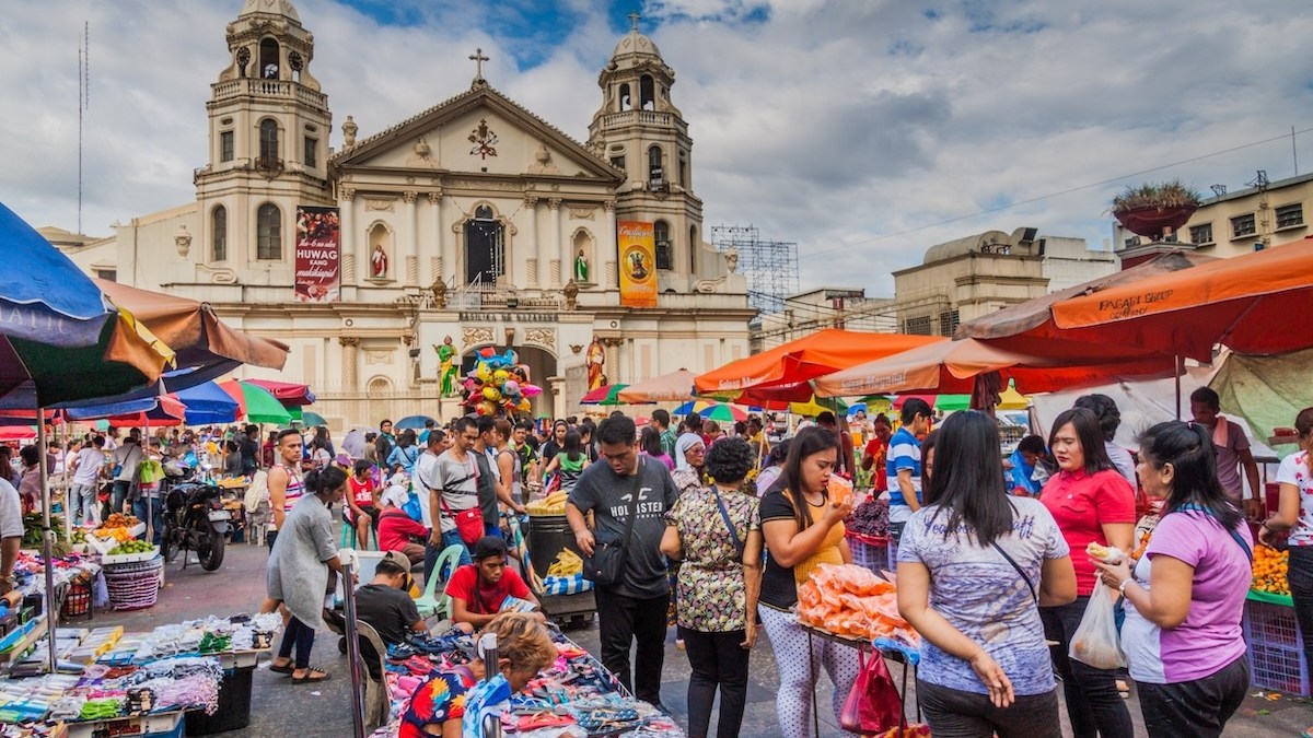 Black Nazarene church with market