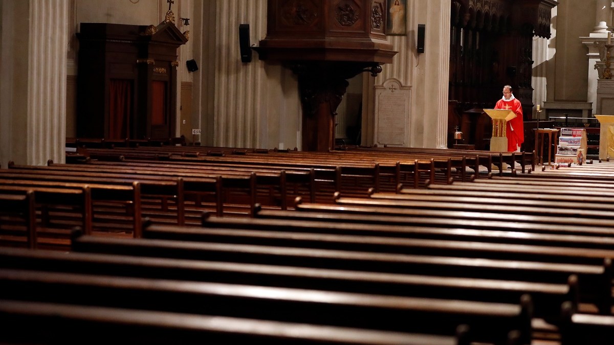 Empty pews at Mass