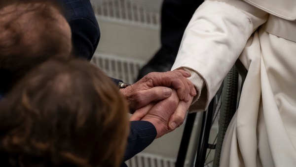 Pope Francis blesses faithful at the end of his weekly general audience