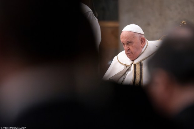 Pope Francis leads the vespers in the Roman Basilica of St. Paul Outside The Walls