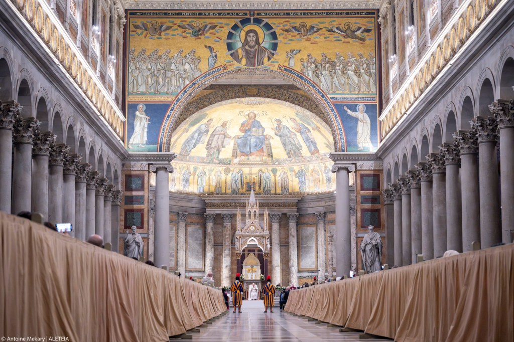 Pope Francis leads the vespers in the Roman Basilica of St. Paul Outside The Walls