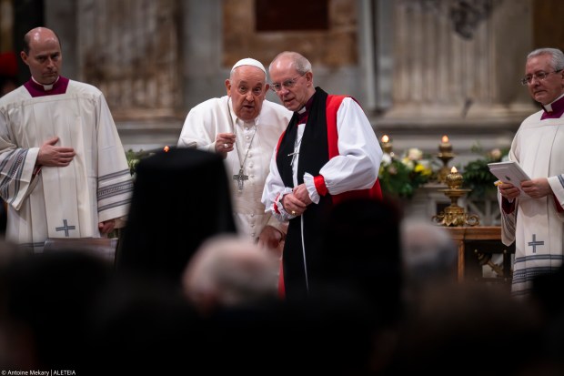Pope Francis leads the vespers in the Roman Basilica of St. Paul Outside The Walls