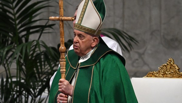 Pope Francis wooden cross Mass liturgy