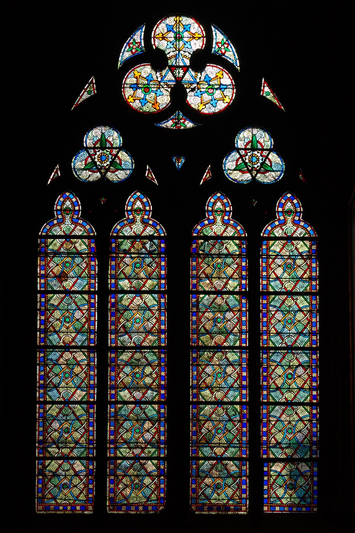 Viollet-le-Duc's stained glass designs in Notre Dame