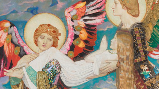 "St Bride" by John Duncan showing St. Brigid being carried to heaven by angels