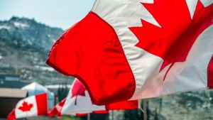 Canadian flags waving