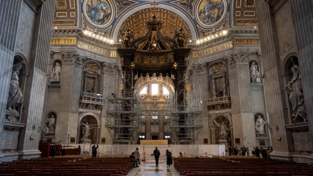 First Phase of the restoration works of the Baldacchino of St. Peter's Basilica