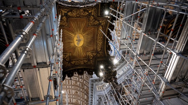 First Phase of the restoration works of the Baldacchino of St. Peter's Basilica