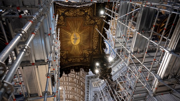 First Phase of the restoration works of the Baldacchino of St. Peter's Basilica