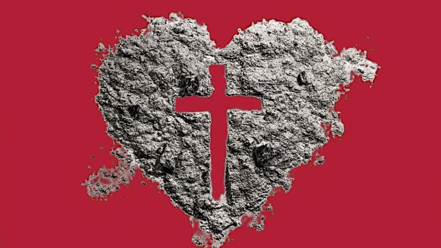 Heart and cross of ash