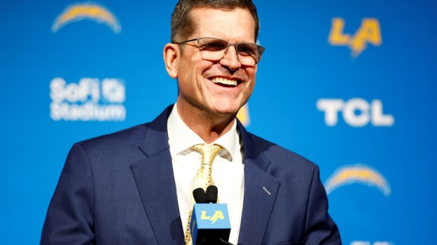 Jim Harbaugh introduced as San Diego Chargers new head coach on Feb 1, 2024
