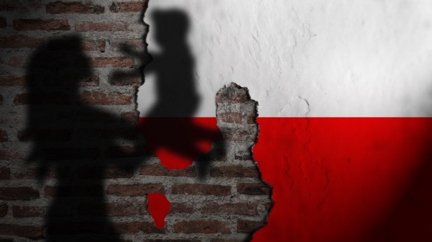 Poland Flag mother and child shadow