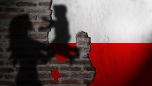 Poland Flag mother and child shadow