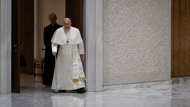 Pope Francis during his weekly general audience in Paul VI Hall at the Vatican on February 07 2024