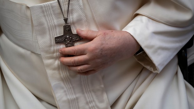 Pope Francis blesses the faithful at the end of his weekly general audience in Paul VI Hall
