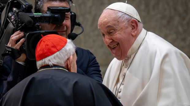 Pope Francis meet Cardinal Ernest Simoni
