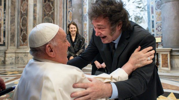 Pope-Francis-greeting-Argentine-President-Javier-Milei-at-the-Vatican