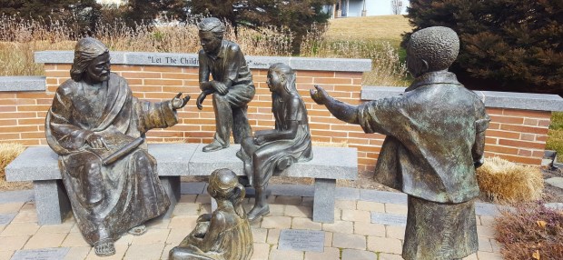Statue of Jesus teaching children, St. John the Baptist Catholic Church, Draper, Utah