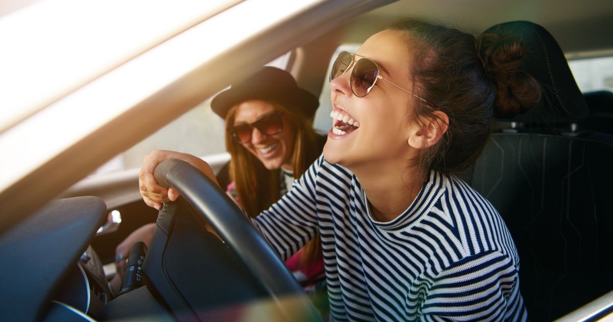 Friends having fun on drive