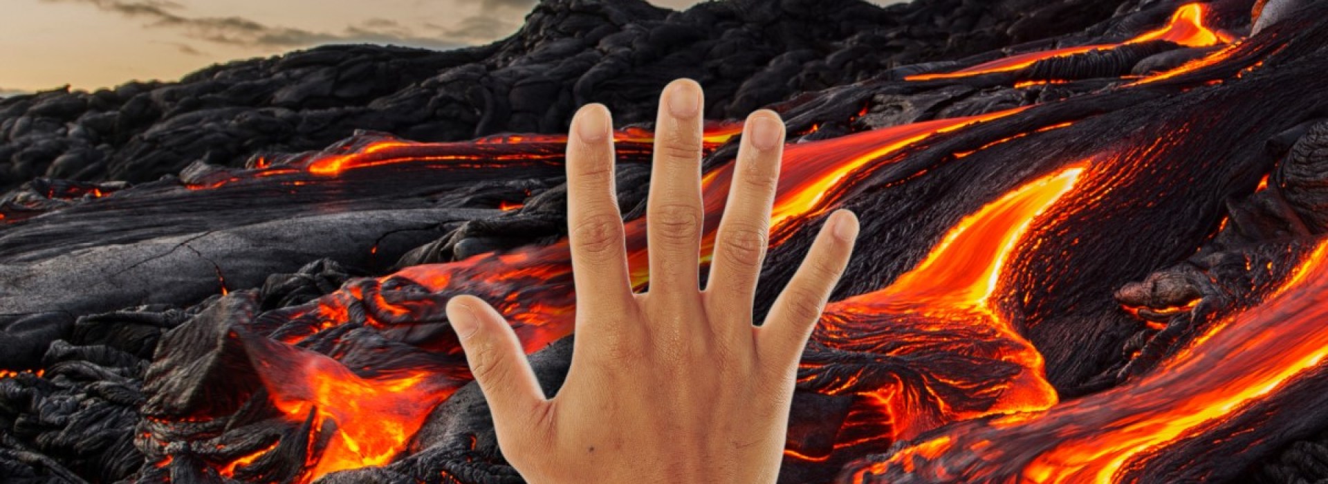 hand stopping lava