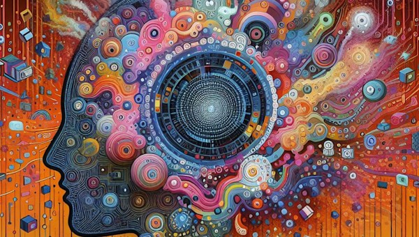 "An image of what goes inside an AI when it gets confused."