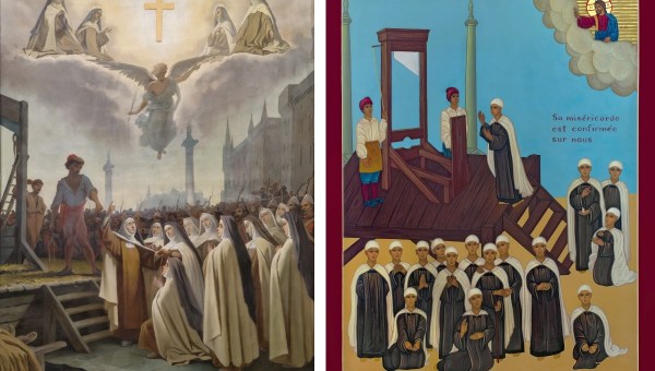 Two murals of the Carmelite martyrs