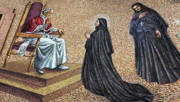 St. Frances Cabrini Shrine, NYC - mosaic detail showing Frances Cabrini's meeting with Pope Leo XIII