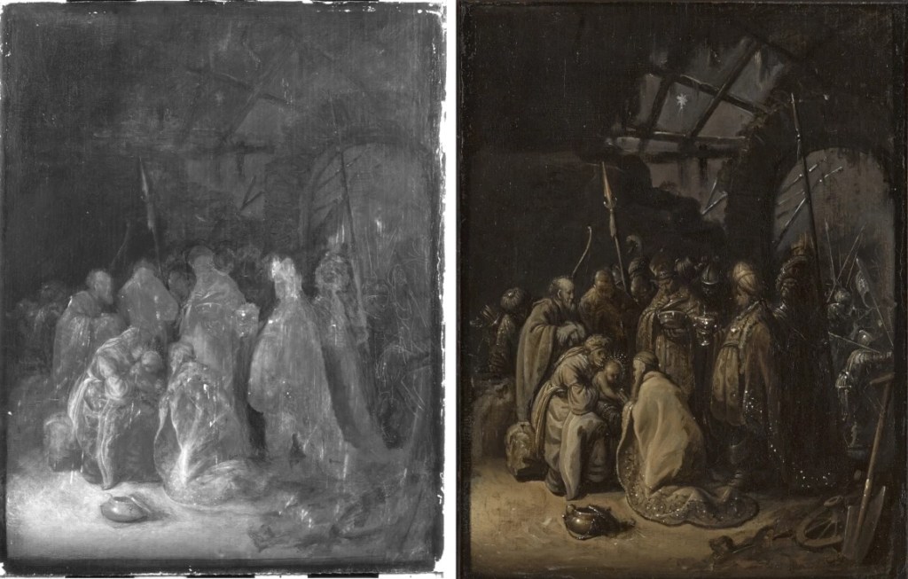 Adoration of the Magi, Rembrandt, infrared