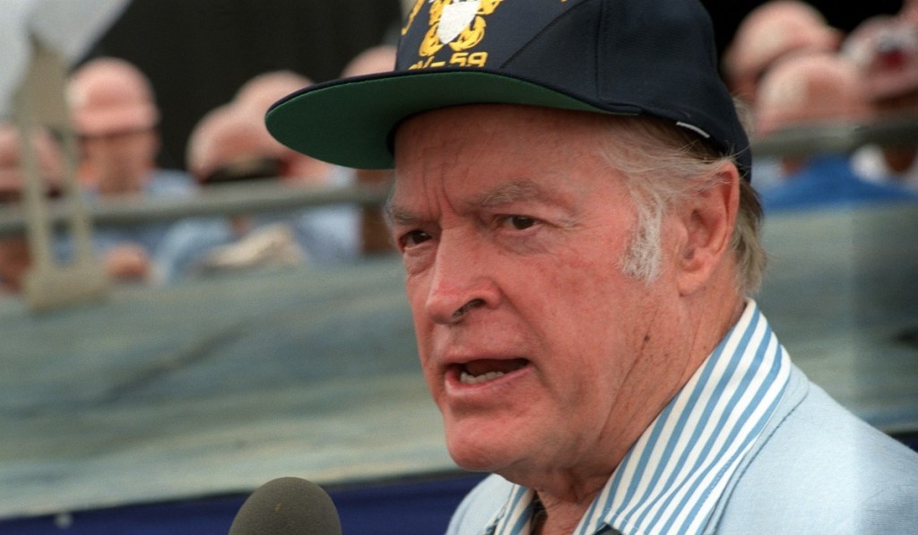 Bob Hope at a USO appearance in 1984