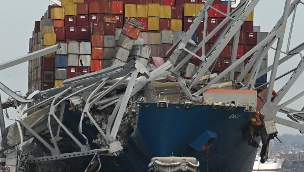 Container ship with bridge damage in Baltimore