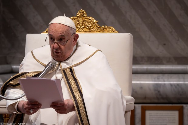 Pope Francis presides the Chrism mass for Maundy Thursday at St Peter's Basilica on March 28, 2024