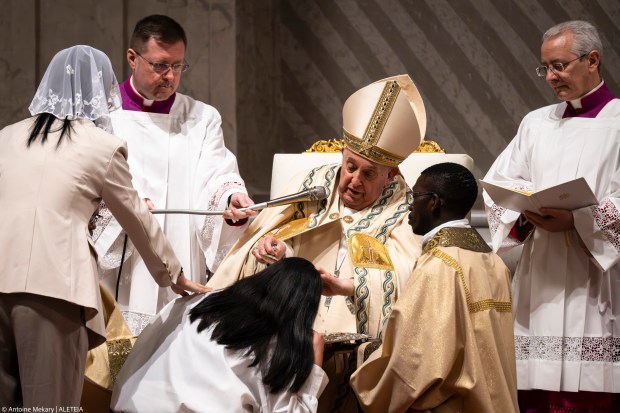 Pope Francis leads the Easter Vigil mass on April 8, 2023
