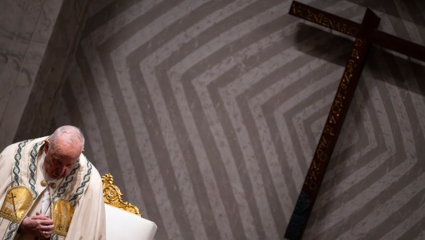 Pope Francis leads the Easter Vigil mass on April 8, 2023