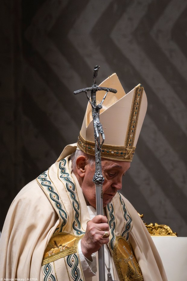 Pope Francis leads the Easter Vigil mass on April 8, 2023