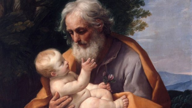 "Saint Joseph with the Infant Jesus," by Guido Reni, c 1635, Detail