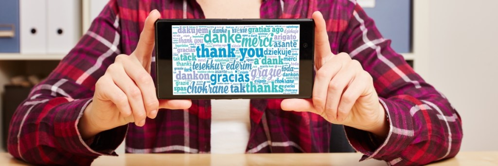 Thank you in different languages on phone