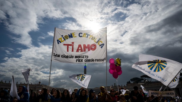 Pope Francis audience with the Italian Catholic Action Association (Azione Cattolica) in St.Peter's Square at the Vatican on April 25, 2024