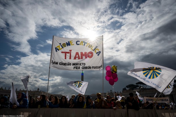 Pope Francis audience with the Italian Catholic Action Association (Azione Cattolica) in St.Peter's Square at the Vatican on April 25, 2024