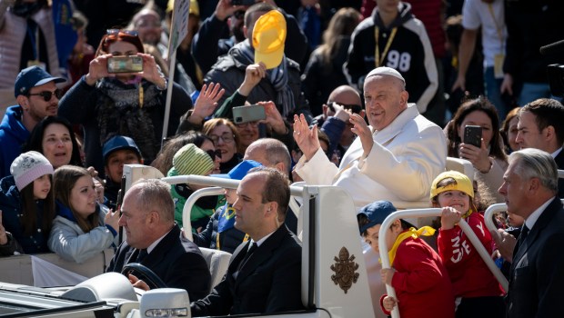 Pope Francis audience with the Italian Catholic Action Association (Azione Cattolica) in St.Peter's Square at the Vatican on April 25, 2024