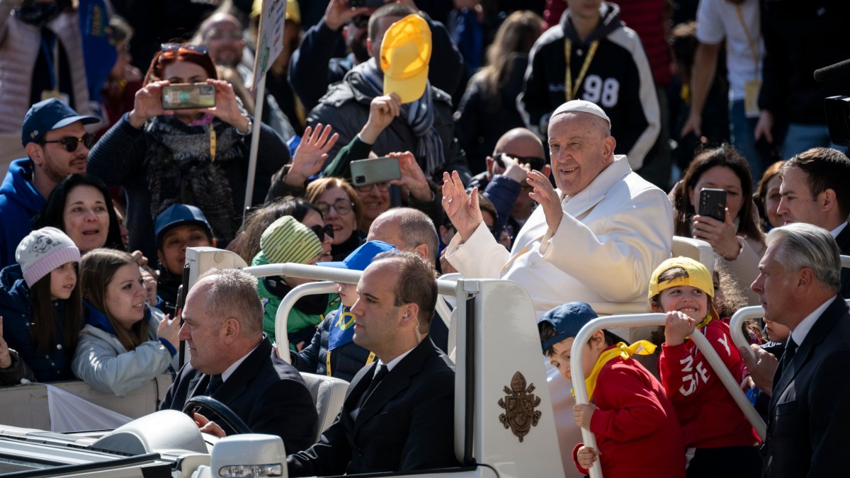 Pope Francis audience with the Italian Catholic Action Association (Azione Cattolica) in St.Peter's Square at the Vatican on April 25, 2024
