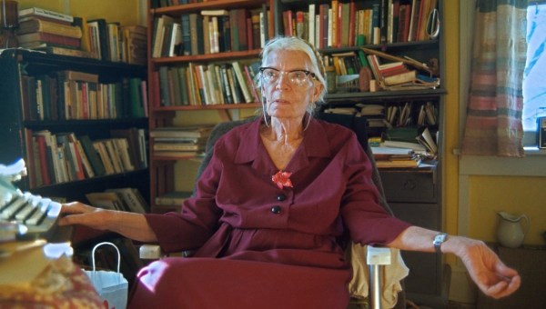 Dorothy Day portrait in her office, Catholic Worker Farm, Tivoli, NY 1968