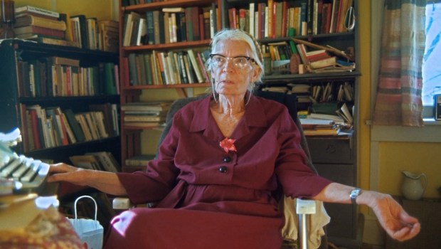 Dorothy Day portrait in her office, Catholic Worker Farm, Tivoli, NY 1968