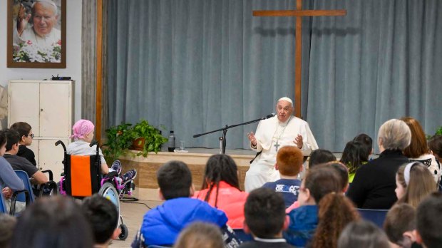 Pope Francis meets with a group of children on April 11, 2024 as part of School of Prayer initiative for the 2024 Year of Prayer